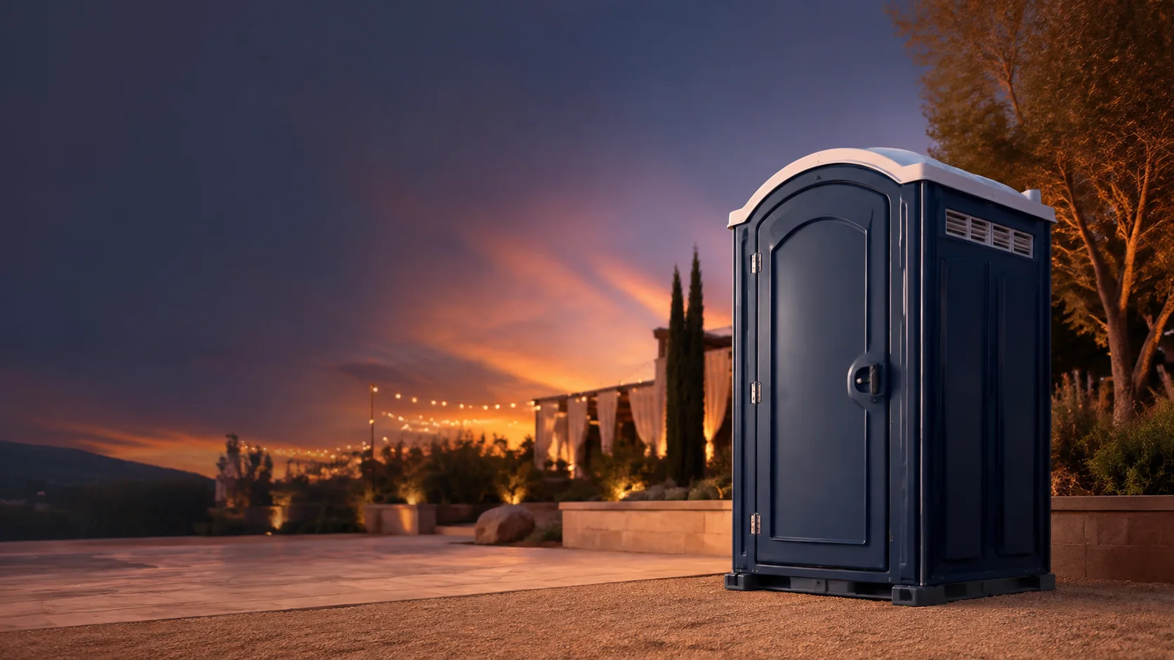 Portable restroom shown for rental planning in Chico, CA